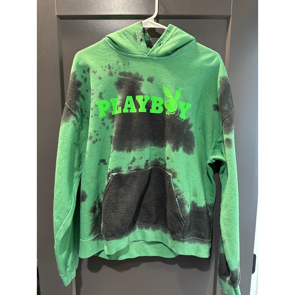Mens PLAYBOY Hoodie Green Size M